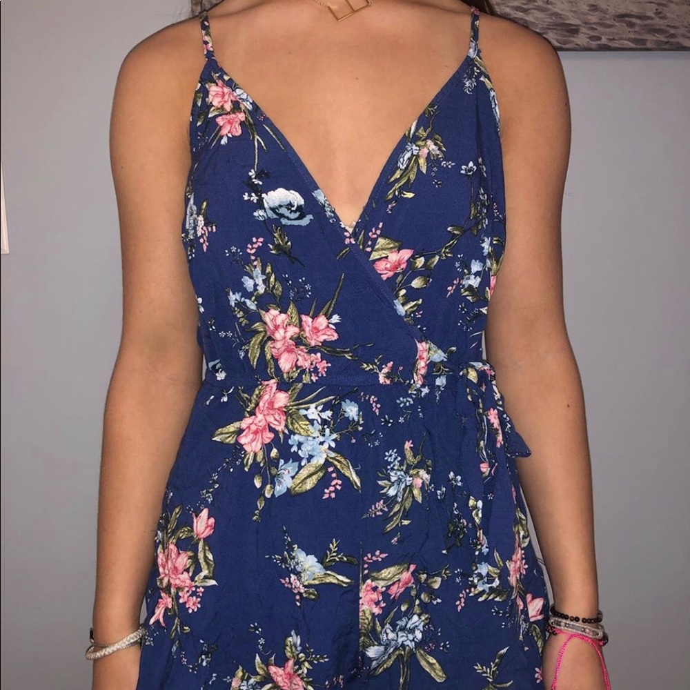 floral blue romper